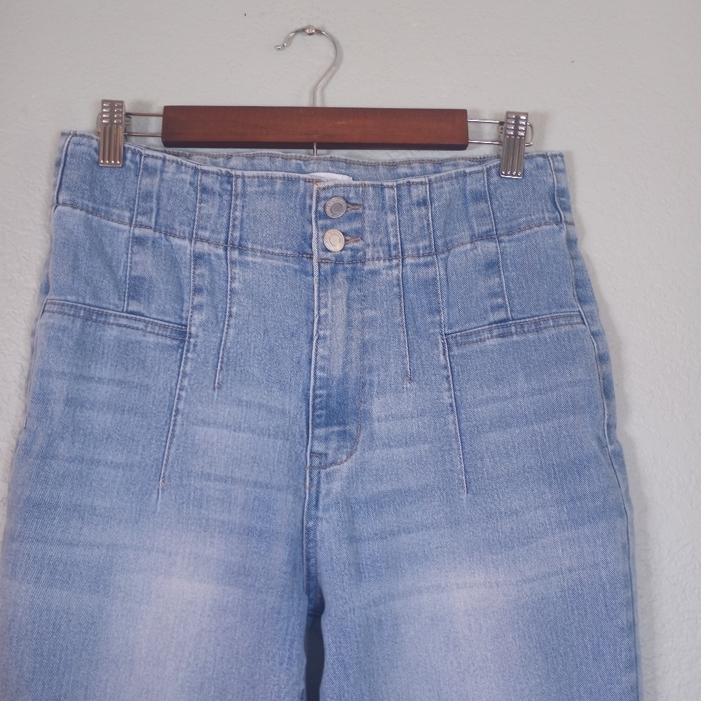 Vanilla Star High Rise Pintucked Waist Bohemian 70s Retro Hippie Faded Flares - Picture 2 of 8
